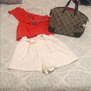 Gently used H&M white linen high waisted shorts 6